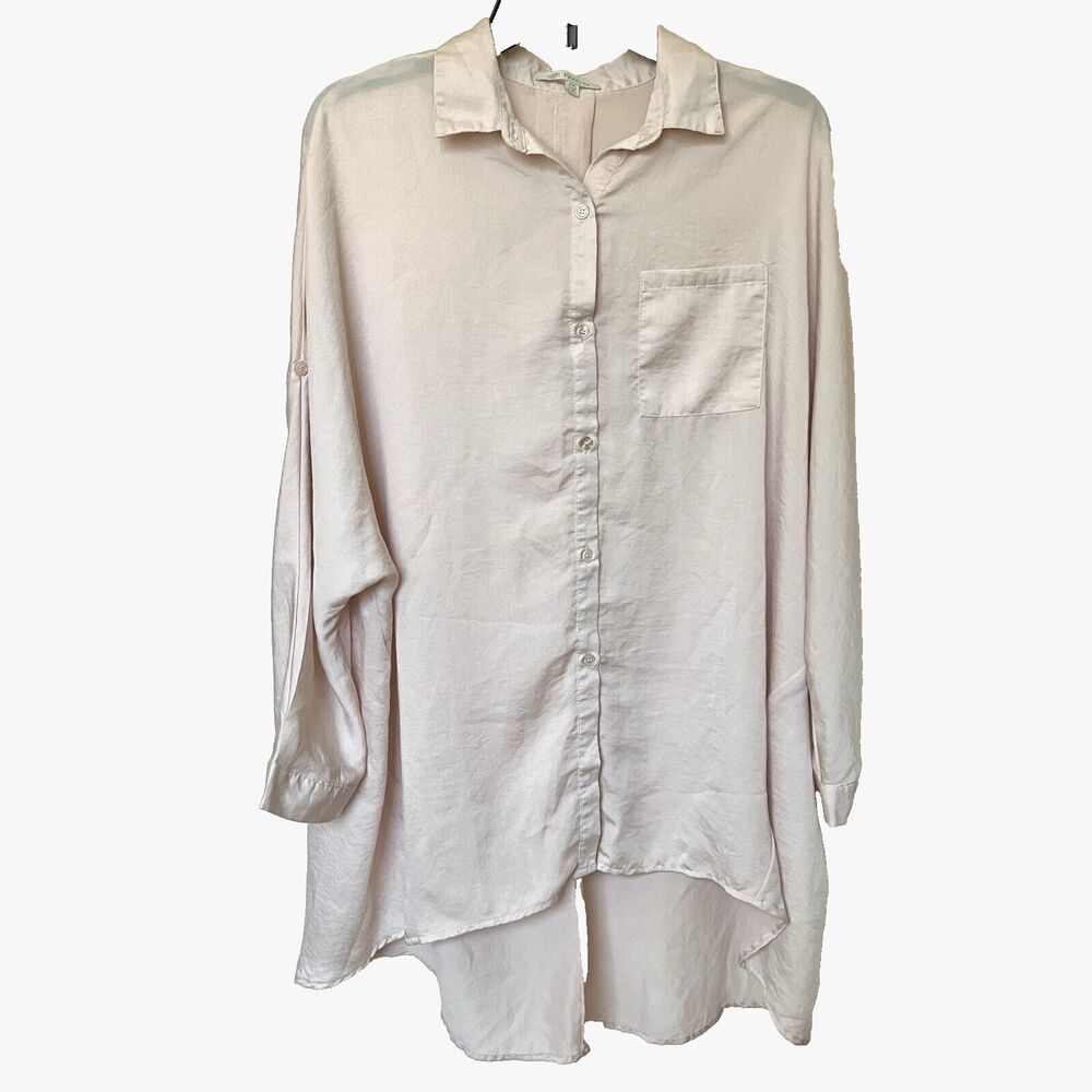 Veveret Blouse Women’s 2XL 3/4 Sleeve Button Petal Pink Ballarina Baggy Career